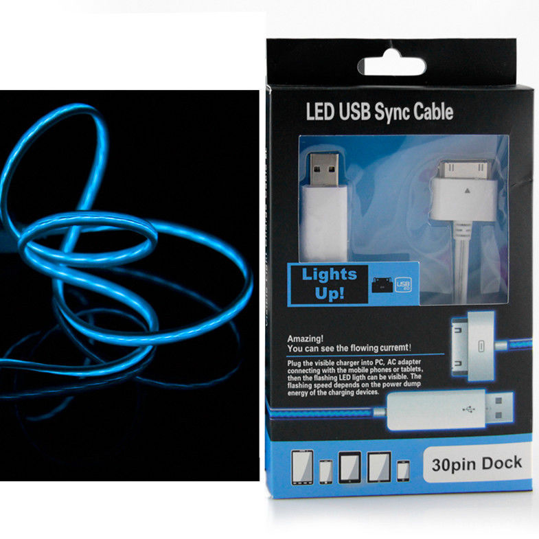 кабель USB iPhone СИД 100cm плавая внезапный видимый штырь Яблока 30 света СИД к кабелю USB